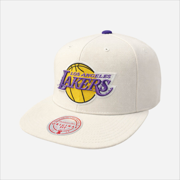 Gorro Mitchell & Ness NBA Off White Snapback Lakers Hombre